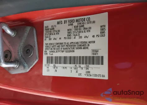 2015 Ford Transit Connect Xlt z USA, uszkodzony, nr VIN NM0LS7F78F1222936